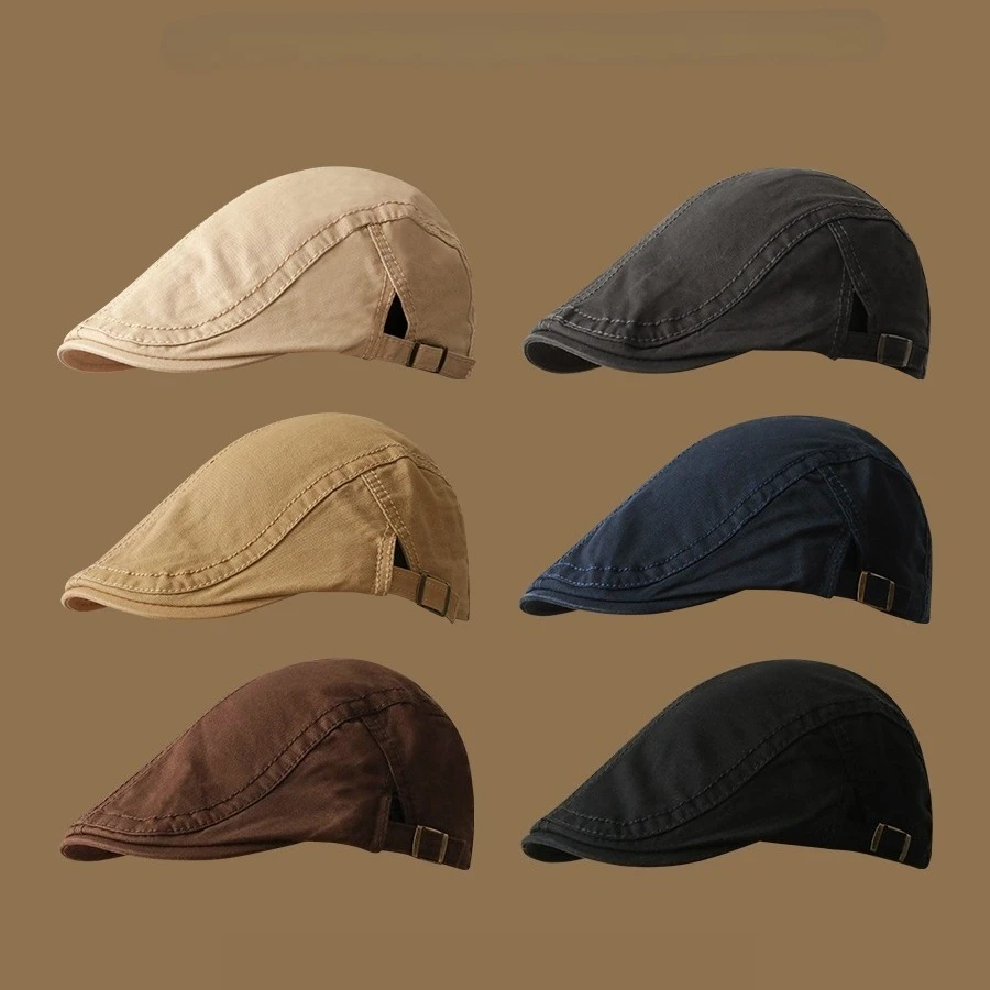 Minimalistische und vielseitige künstlerische Baskenmütze für Damen, einfarbige Retro-Mütze, Entenschnabel-Mütze für Herren, dekorativer Outdoor-Mütze