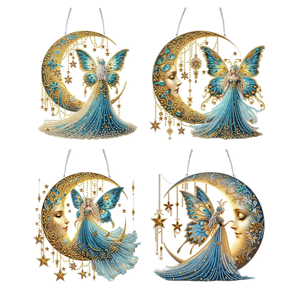

Moonlight Goddess 2D Flat DIY Special Shape Rhinestone Diamond Art Window Pendants Hanging Diamond Art Kits Wall Door Decoration