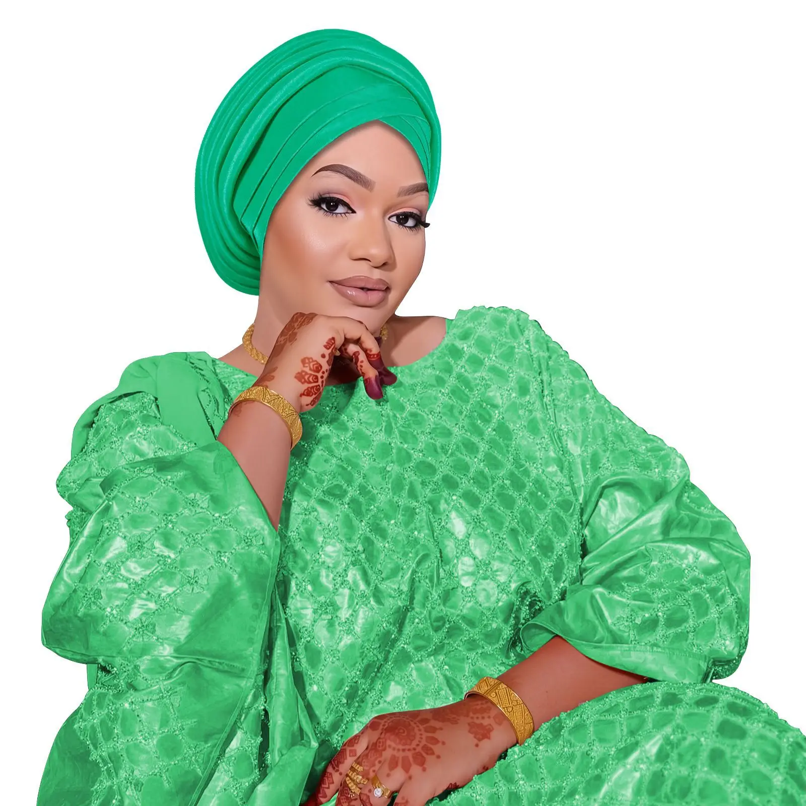 

Nigeria African Gele Headties Party Pleated Turban Hijab Headwraps Women Muslim Traditional Headpiece Wedding Geles Head Wraps