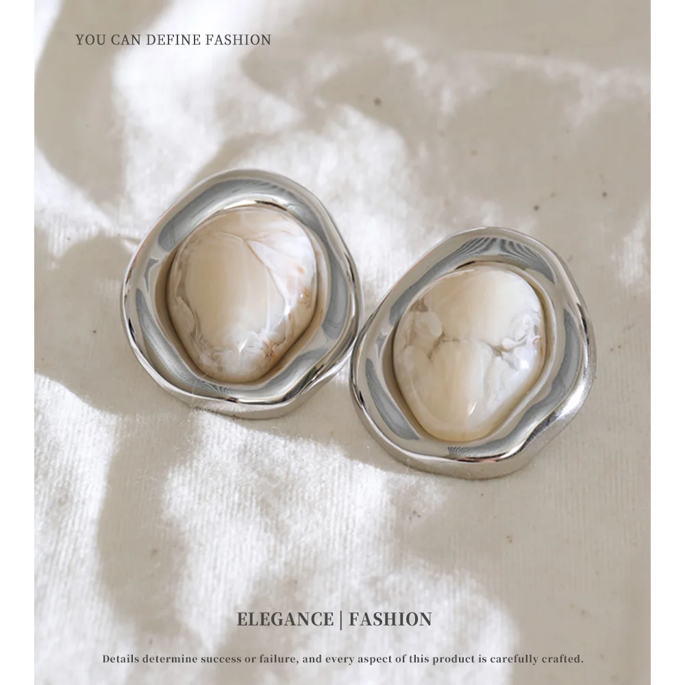 NiNice Stainless Steel Resin Stud Earrings for Stylish Hypoallergenic Women New Summer Recommend Exquisite Jewelry