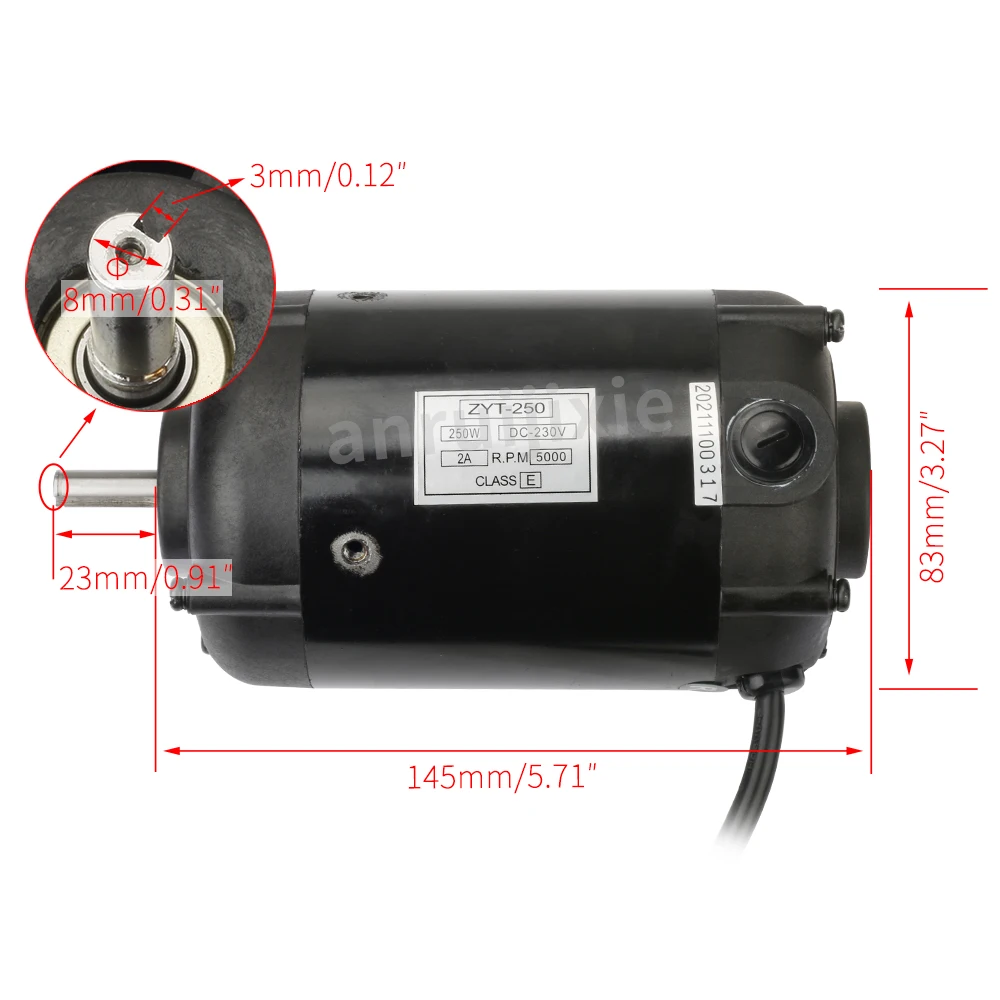 DC Brush Motor for Mini Metal Lathe, 250W, ZYT-250, 110V, 220V, Fit SIEG C2 JET BD-6 Compact 9, Grizzly G8688, BusyBee CX704