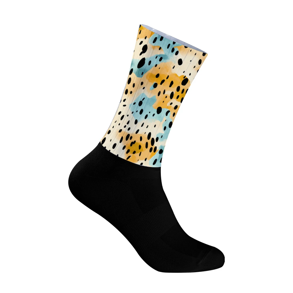 

Велосипедные носки в горошек в стиле ретро — темно-синие, желтые, белые, в горошек, дышащие противоскользящие велосипедные носки для мужчин и женщин, экипаж