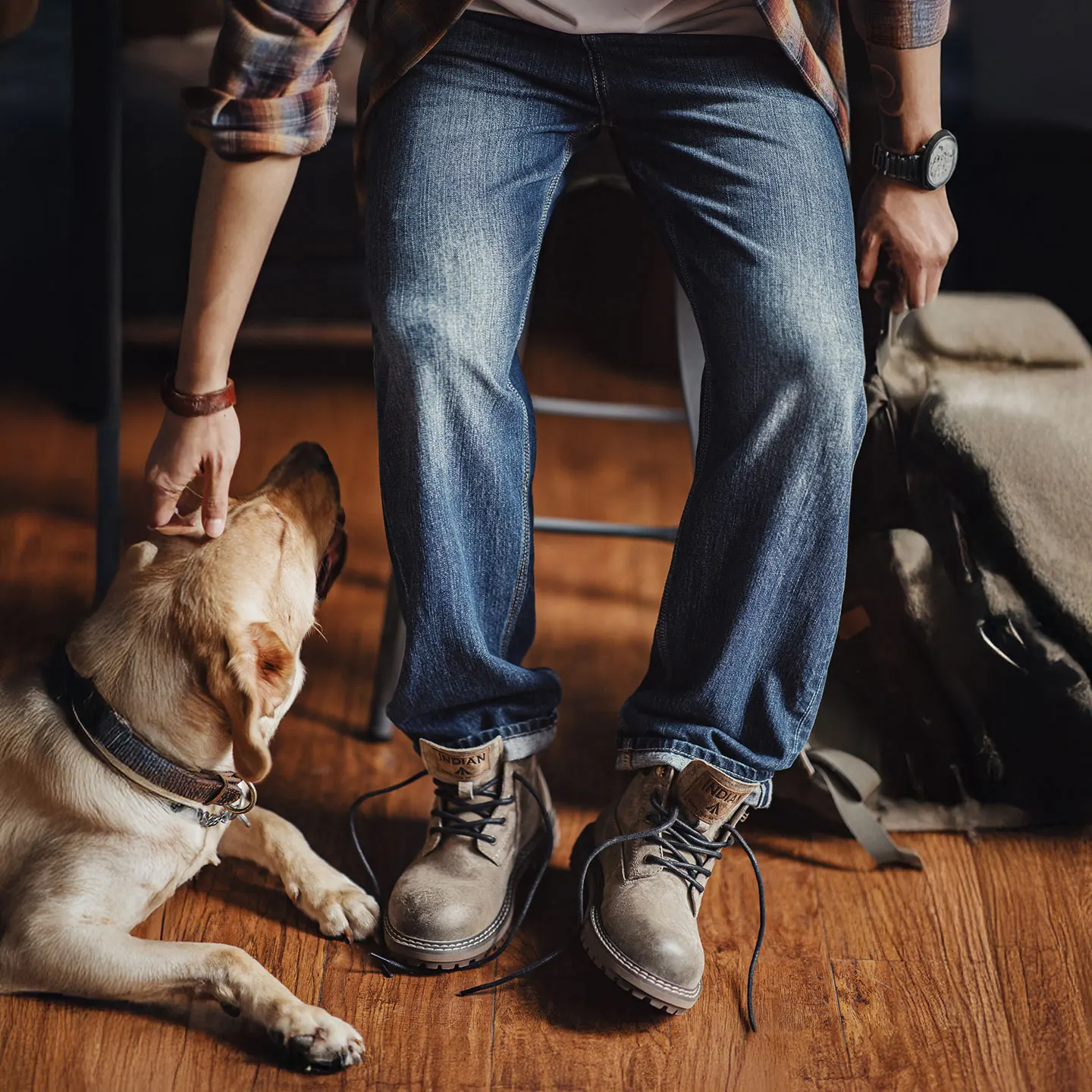 Men's Full Grain Pigskin High Top Lace-Up Work Boots
