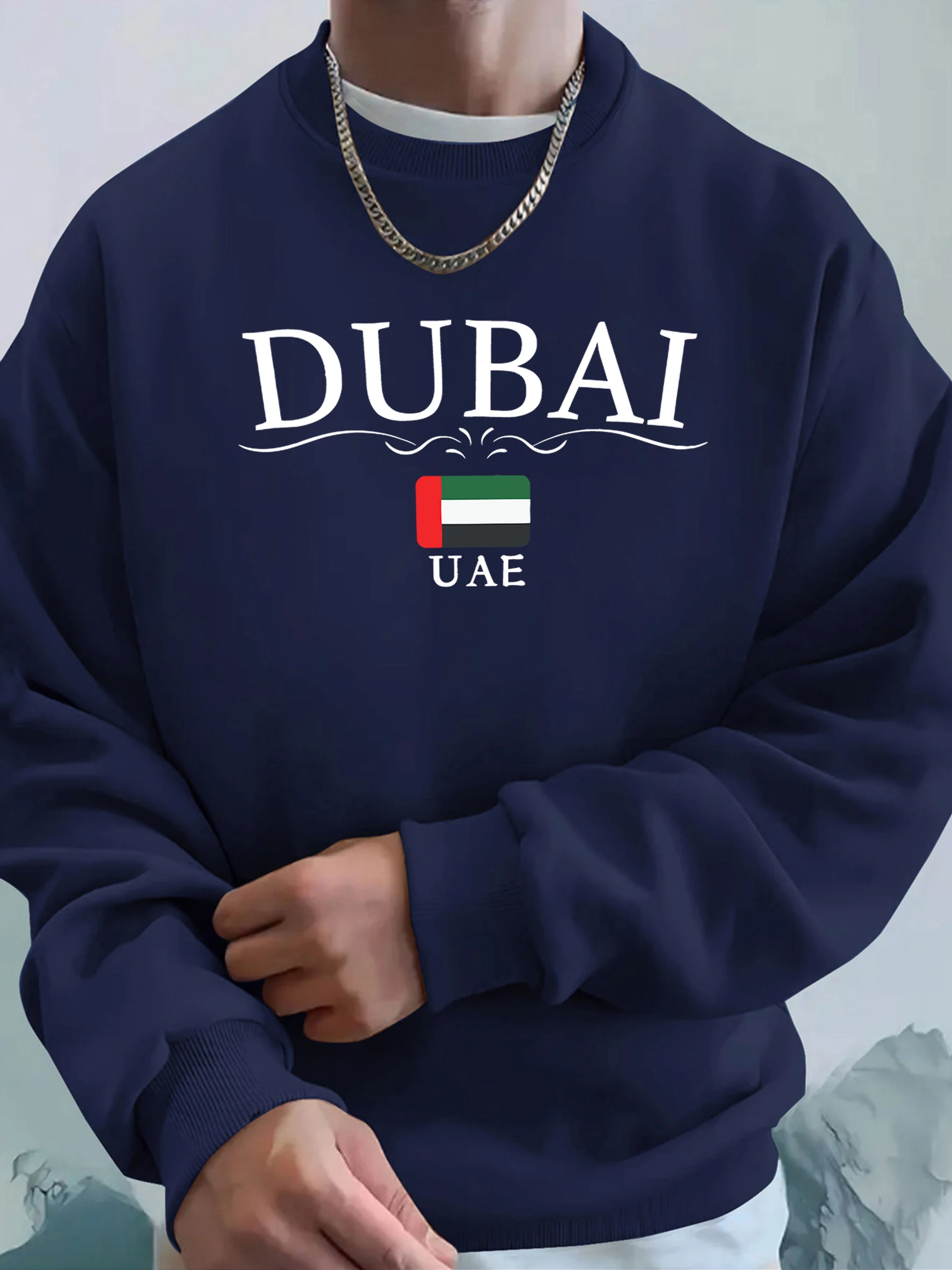 Dubai Uae Brief Und Flagge Drucken Mann Herbst Hoodie Lose Sport Sweatshirts Oansatz Bequeme Top Straße Übergroße Kleidung Unisex