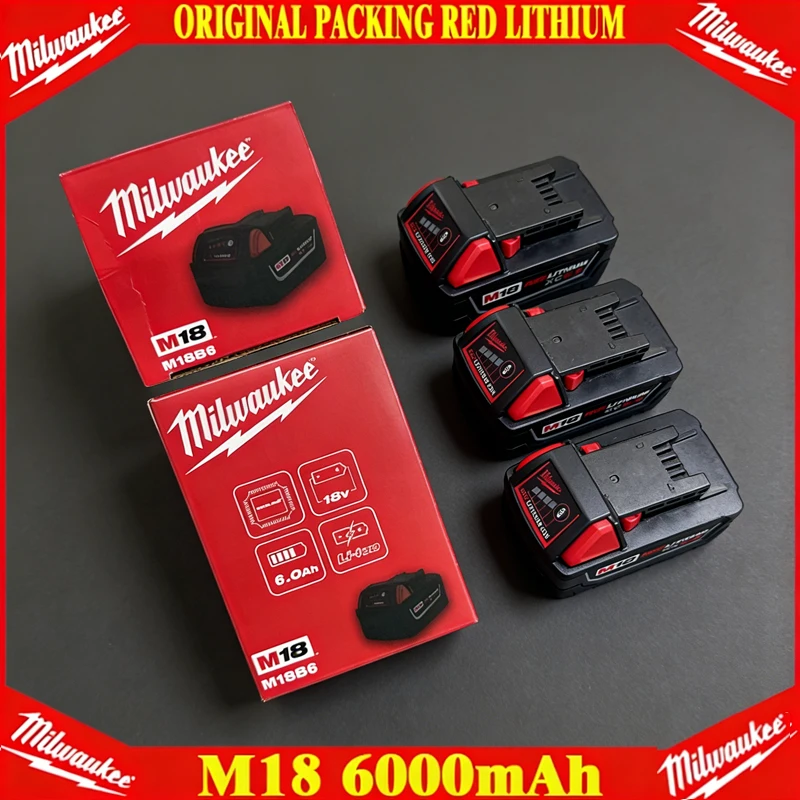

100% Original M18 Milwaukee Battery18V 6000mAh M18B6 M18B5 Suitable for Milwaukee Power Tools Rechargeable Lithium Battery