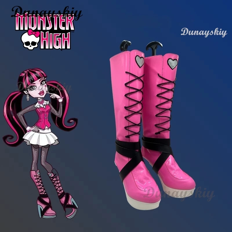 Draculaura Cosplay Anime Monster Cosplay botas de tacón alto Draculaura Halloween carnaval zapatos hechos a medida