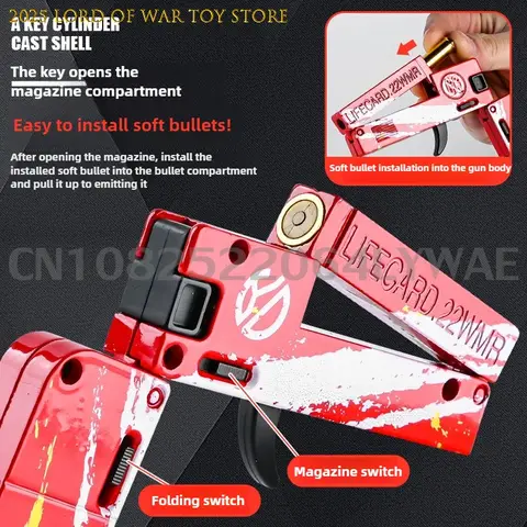 2.0 उन्नत लाइफकार्ड मिश्र धातु फोल्डिंग गन खिलौना सॉफ्ट बुलेट ब्लास्टर शूटिंग मॉडल पिस्तौल वयस्कों बच्चों लड़कों क्रिसमस उपहार के लिए 8 best sales एक्स शॉट - №3