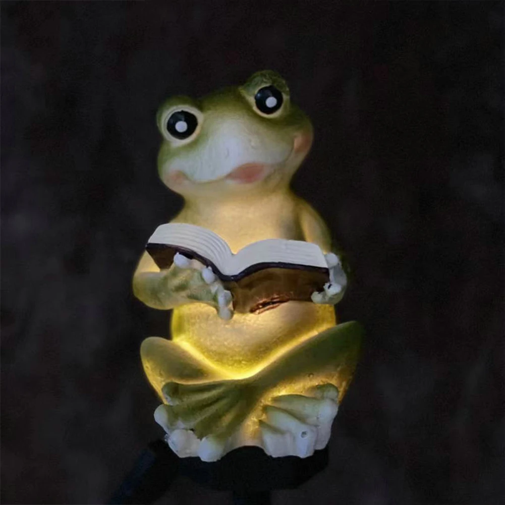 Lampe LED Solaire Extérieure en Résine, Statue de Grenouille, Étanche, sur Piquet, pour la Décoration de la Maison, de la Pelouse