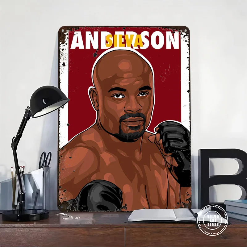 أندرسون سيلفا علامة معدنية الملاكمة جدار الفن رجل الكهف خمر ريترو تين علامات للمنزل غرفة الديكور الحلي فن الجداريات في