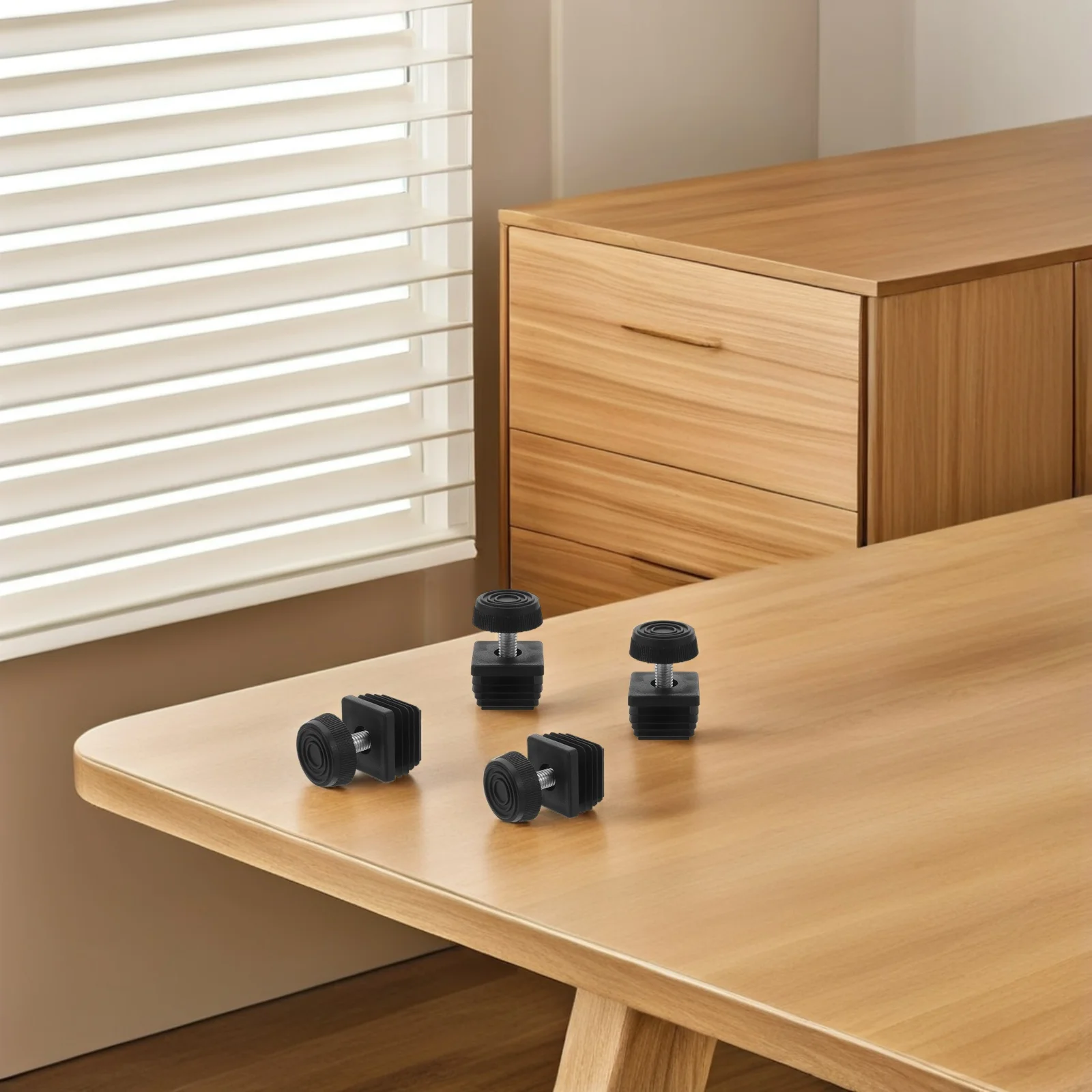 12 قطعة كرسي مكتب مكتب القدم التسوية قابل للتعديل مربع إدراج الأثاث التسوية قدم حافظات الأرضية لخزائن الطاولات #4