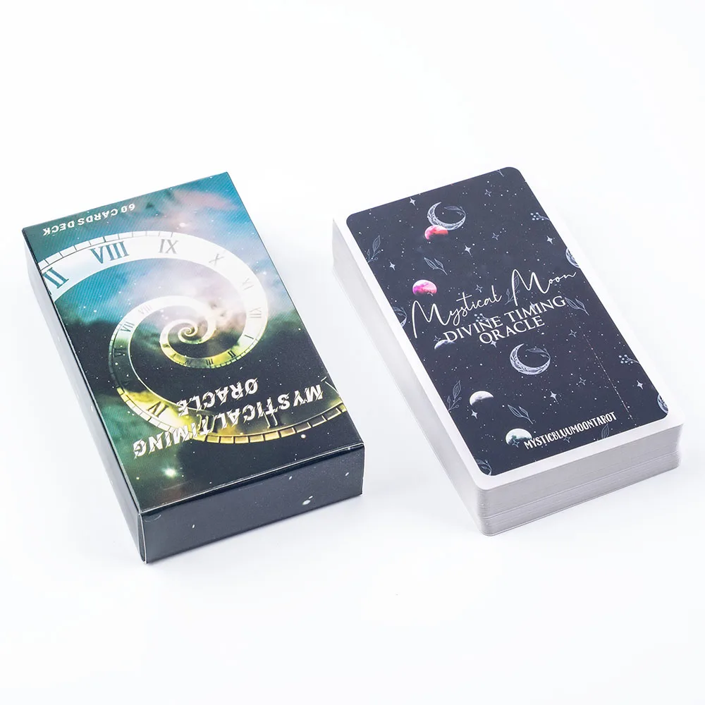 Mystical Timing Oracle Deck 60 Cards Divination Edition for Time Frame Insights Mystical Moon Situations Board Game 10.3 x 6CM