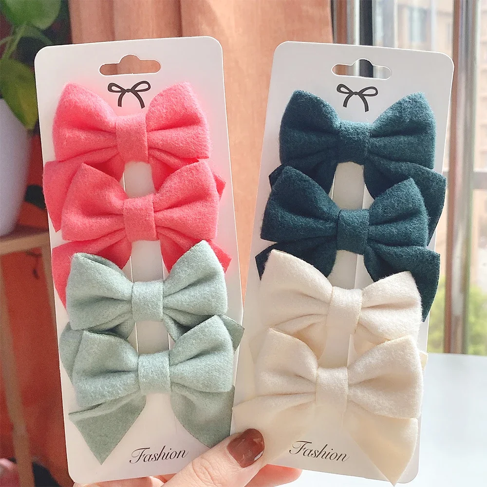 

RIBBON BOWS 4Pcs Sweet Bowknot Hair Clips Korean Boutique BB Hairpins Barrette Headwear Kids Hair Accessories Gift Set