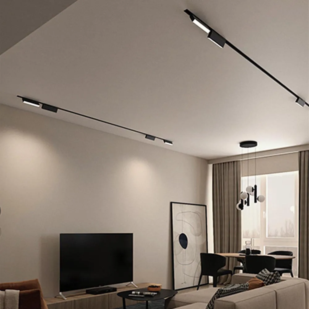 

Recessed Mounted 48V Magnetic Smart Dimmable Linear Rail Light Cob Spot Light LED Ceiling Flexible Track Light Black White