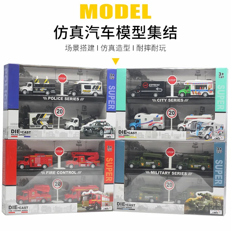 Fire truck police car military vehicle High Simulation Diecast Car Metal Alloy Model Car decoration display collection gifts