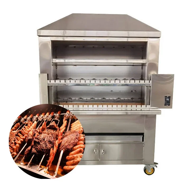 Máquina para asar pollo más vendida, máquina de parrilla rotativa para pollo, máquina Rodizio brasileña, parrilla a la venta