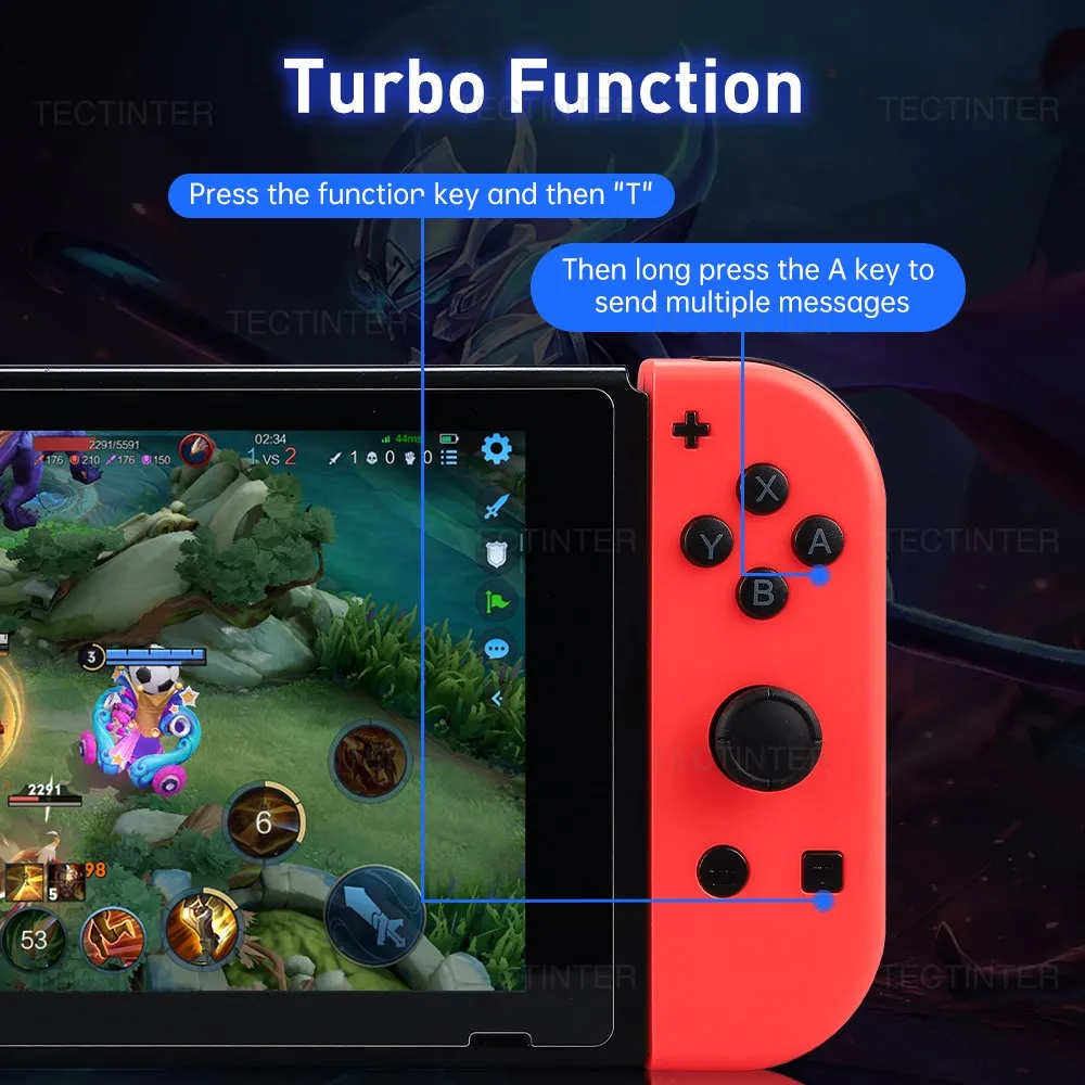 لوحة ألعاب عصا التحكم RGB لوحدة التحكم اللاسلكية للتبديل وحدة التحكم الفرح المتوافقة مع NS 6 Axis Wake-up/Screenshot