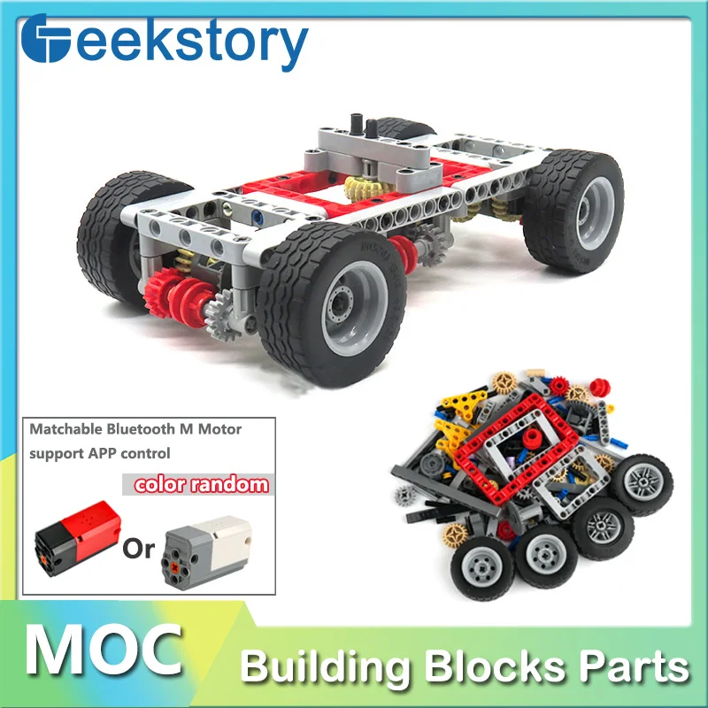 154PCS Modified Car Chassis Building Blocks With 3 Differential Locks Available Power Function Bluetooth M Motor APP Control