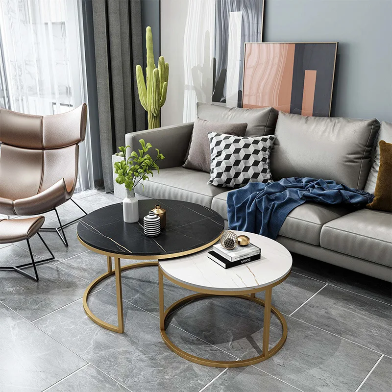 Coffee table rack, leg bracket, round sofa combination, simple marble small side table foot table