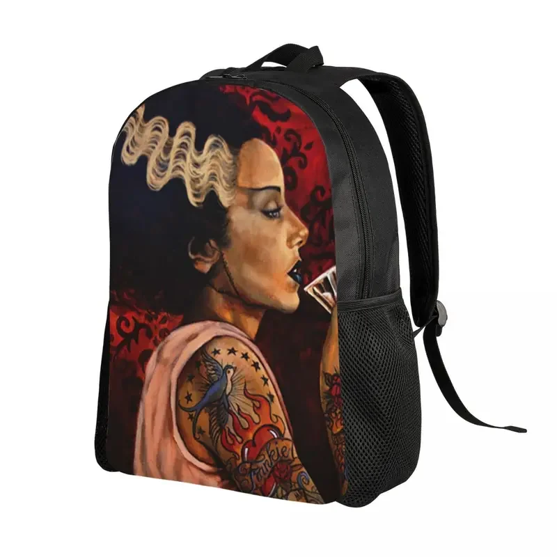 Mochila de viaje de Arte de tatuaje de cóctel de novia para hombres y mujeres, bolsa de libros de computadora escolar, bolsas de día de estudiante universitario, monstruo de Frankenstein