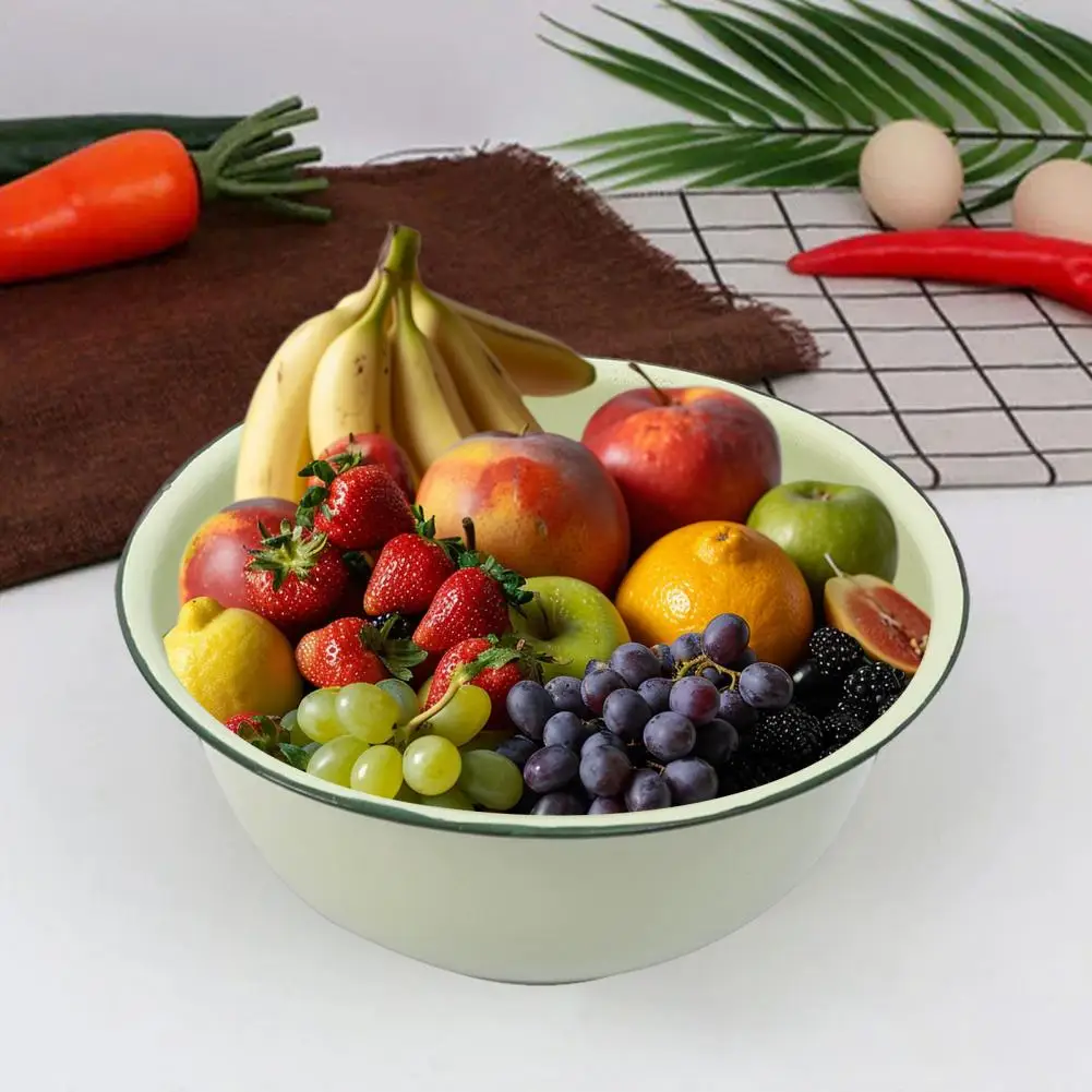 

Уличная обеденная миска для супа, винтажная эмалированная миска для супа, набор раковин в стиле ретро, утолщенная сервировочная кастрюля, которую можно мыть в посудомоечной машине, для горячих еды для A