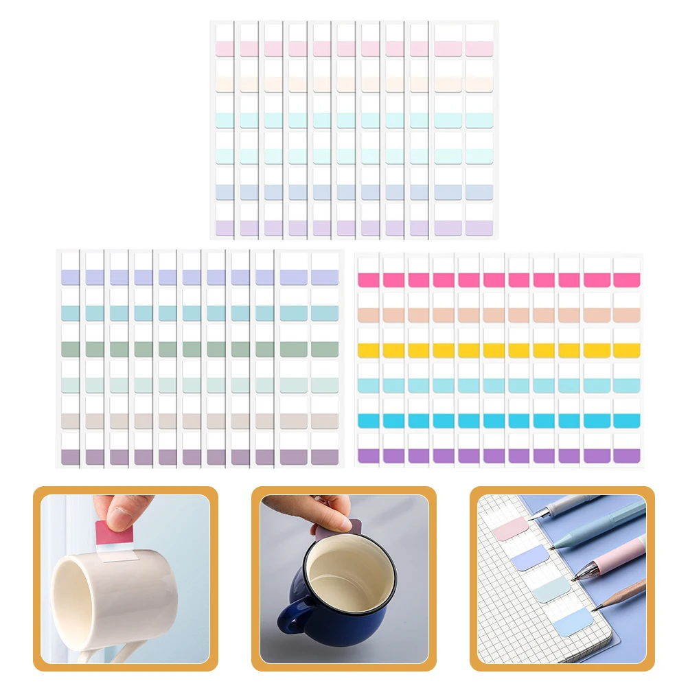 

360pcs Index Stickers Study Tabs Removable Labels Easy Peel Off Transparent Colored Coding Labels for Notebooks Books Documents