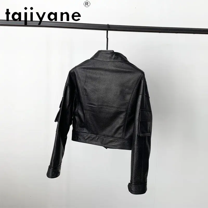 TAJIYANE Real Sheepskin Leather Jacket Woman Lychee Grain Short Coat Stand Collar Moto Jackets 2026 Autumn Women Clothes jaqueta