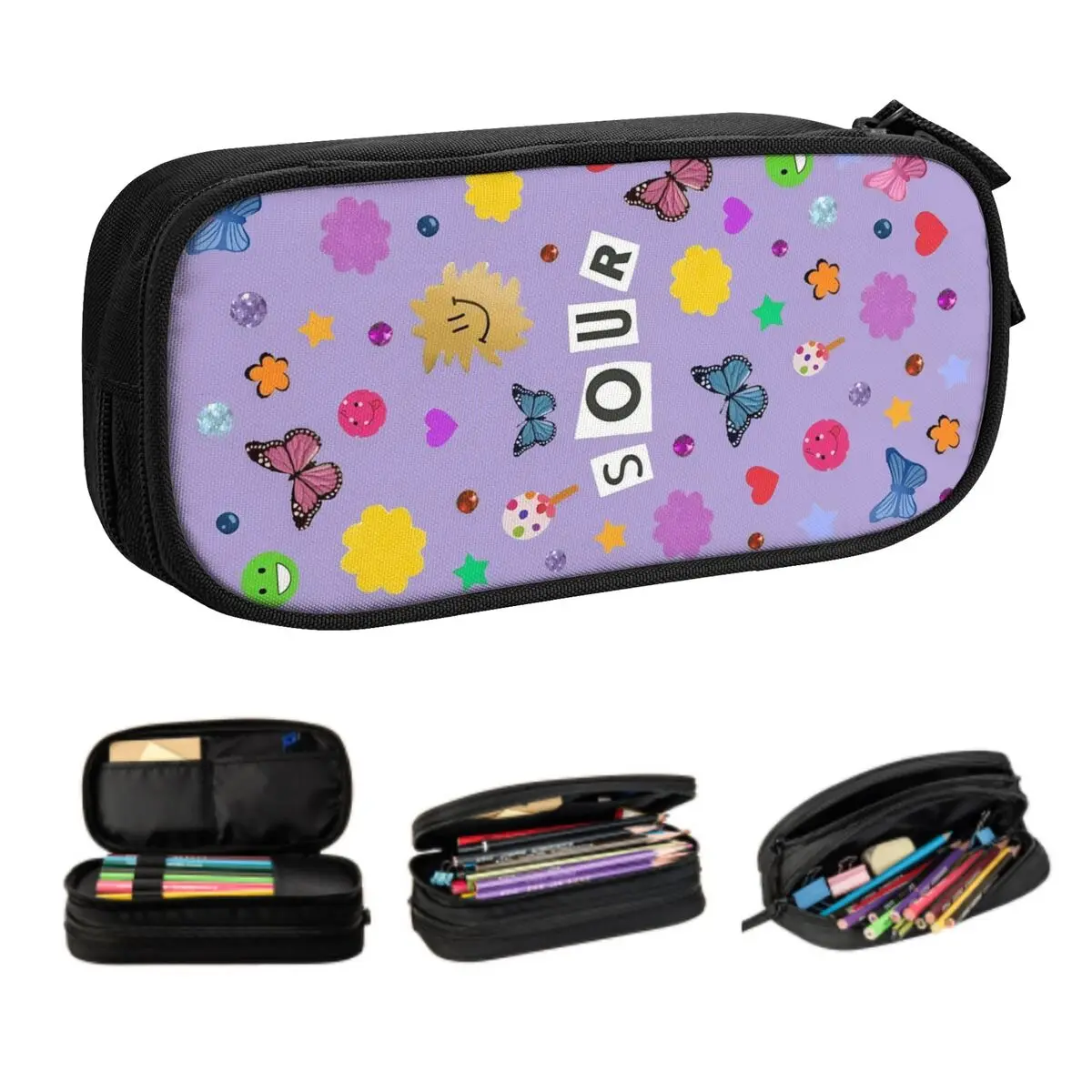 مخصص الكورية O-Olivias مقلمة للفتيات الفتيان Y2k نمط الحفل خمر سعة كبيرة القلم حقيبة صندوق الملحقات المدرسية