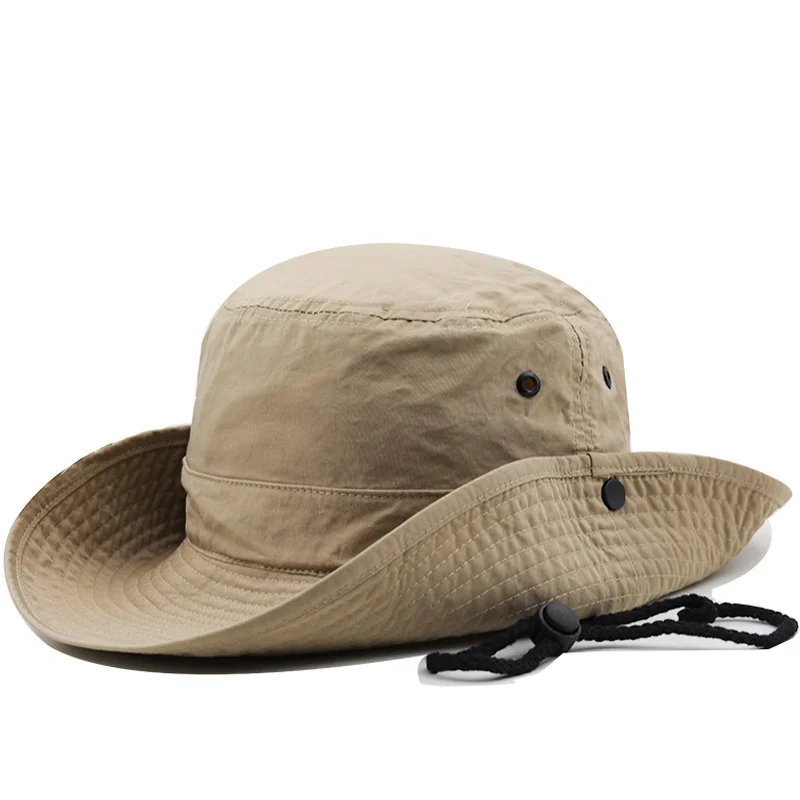 

hat breathable sun Summer men's outdoor fishing hat sun protection solid color fisherman hat big eaves travel women's Beach caps