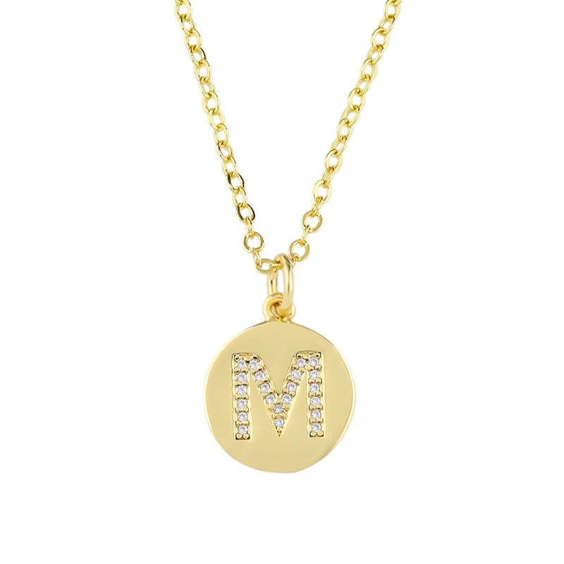 Clearance Polish Gold Plated Initial Necklace for Women Copper CZ 26 Letters Name Necklaces Simple Birthday Jewelry Gifts nkep15