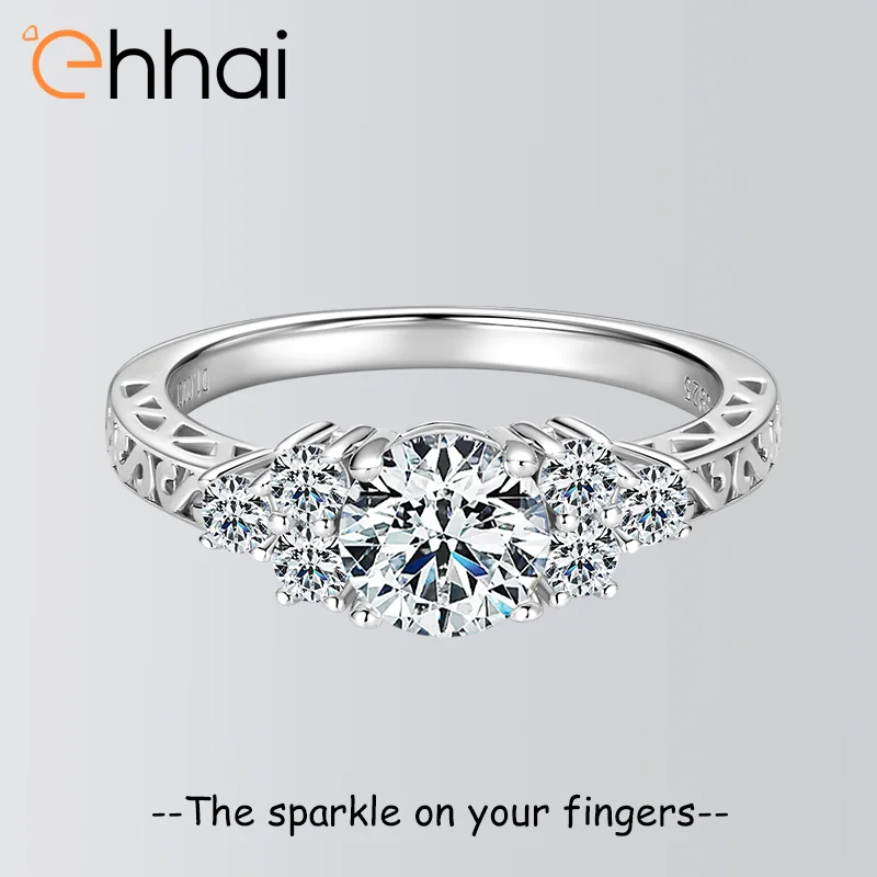 

Классические обручальные кольца с муассанитом круглой огранки Ehhai D VVS1 1,0 карата для женщин, обручальное кольцо из стерлингового серебра S925, ювелирные изделия, подарки
