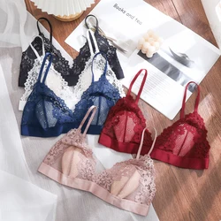 1 Pcs Transparent Bra For Woman Lace Thin Underwear Female Lace Bras Wire Free Sexy Lingerie Bralette For Ladies NEW BANNIROU