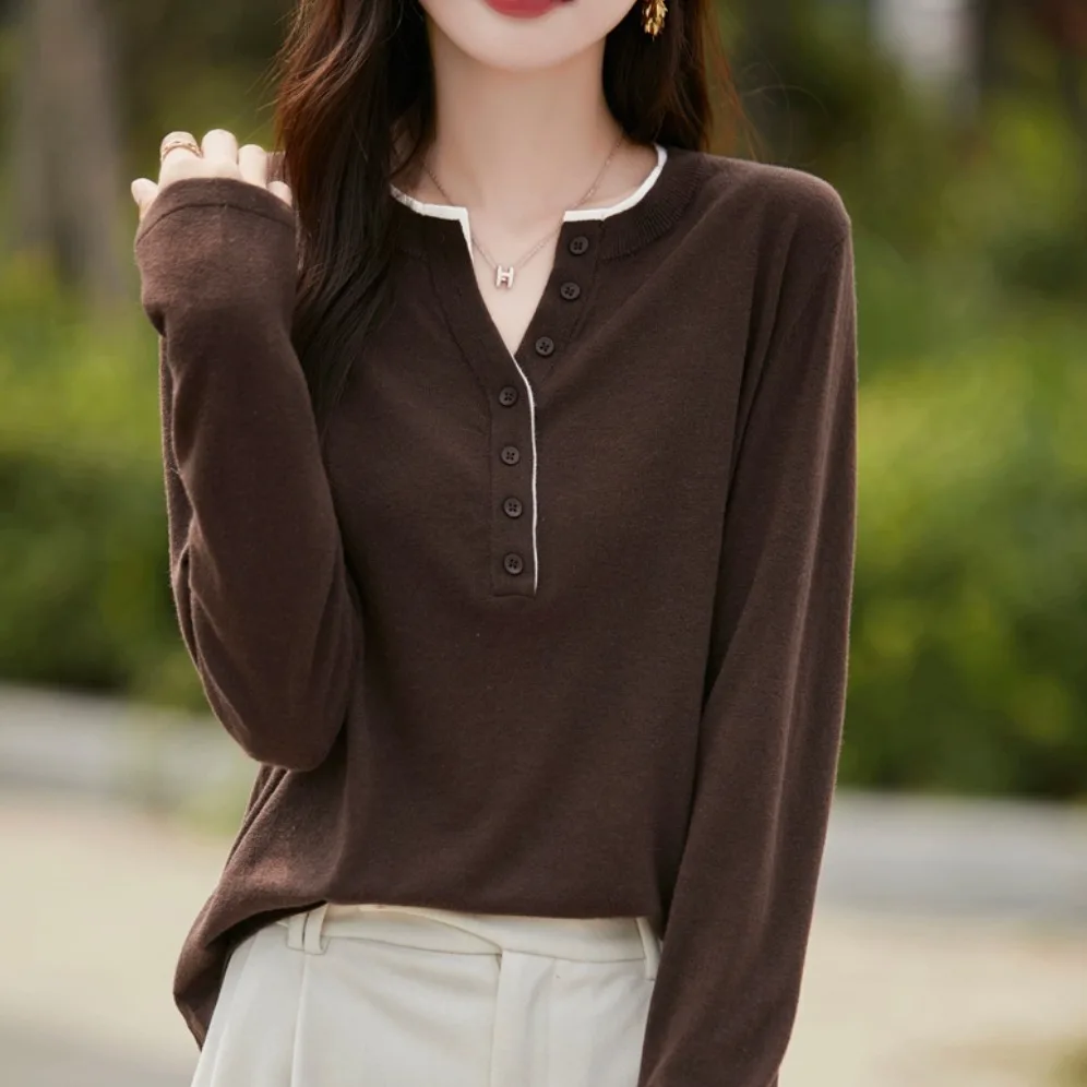 Outlet Store f سترة صوف محبوكة مستديرة مفتوحة من Ne سترة نسائية مميزة بطبقة أساسية ملونة للتنقل Sle Long Sve