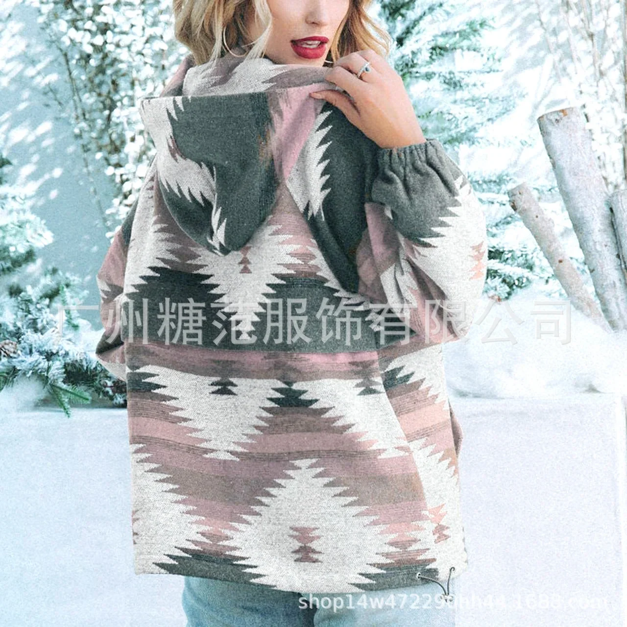 Woolen Loose Coat Autumn and Winter National Wind Hooded Coat Woman