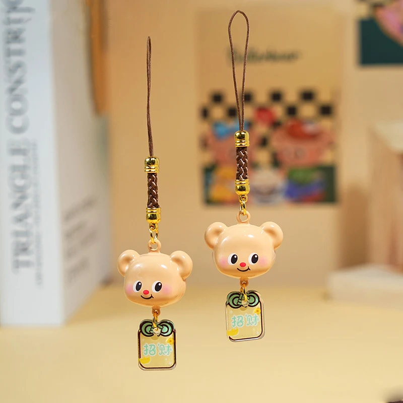 Cartoon Butter Bear Hydrobell Keychain Cute Listen to Exclusive Water Music Fortune Cream Bear Pendant Mobile Phone Chain Keyfob