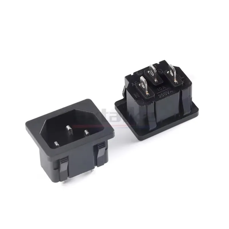 5PCS AC-05 10A 250V AC Inlet Power Socket Connector Female Socket Plug IEC320 C14 3Pin Embedded Maintenance Accessories
