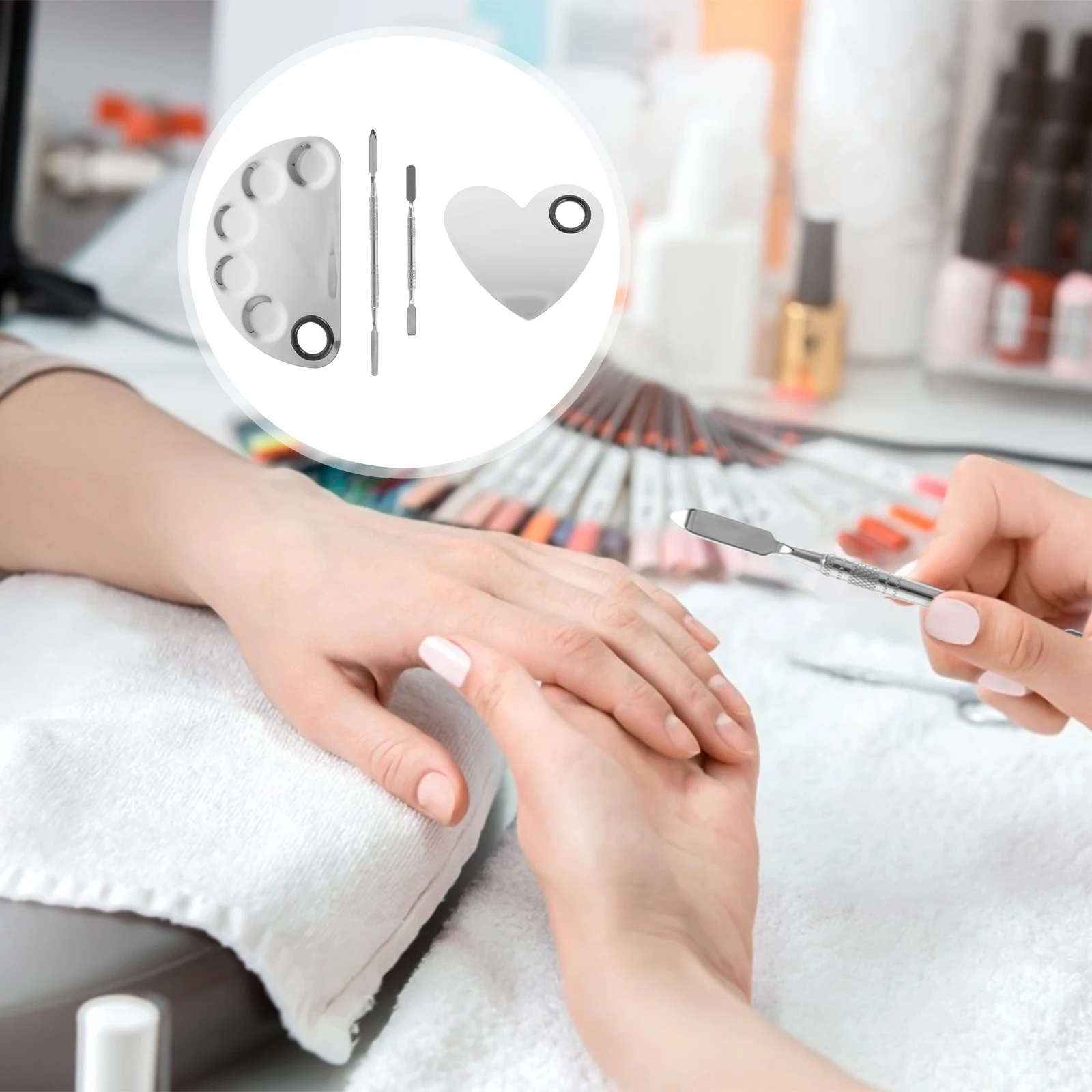 

2Pcs Stainless Steel Makeup H held Spatula Ergonomic Salon Beauty Tool Lightweight Portable Fits Bag Practical
