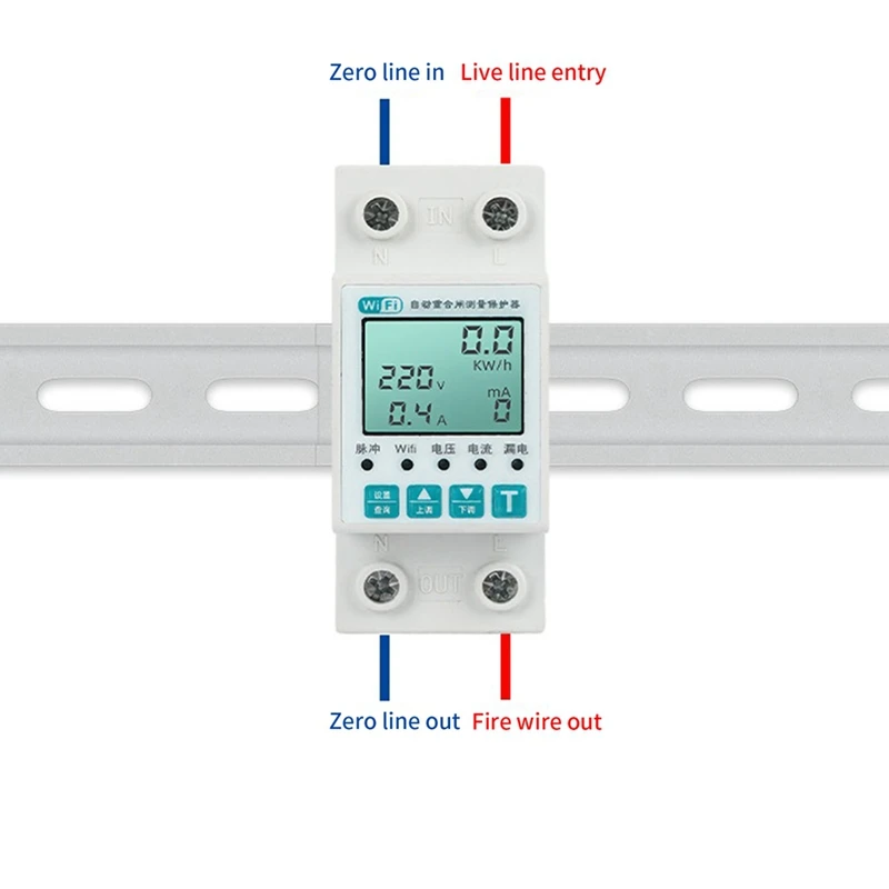 Tuya Wifi Electricity Meter 11-In-1 LCD Energy Meter Auto-Reclosing Over Under Voltage Current Protector Timer Switch