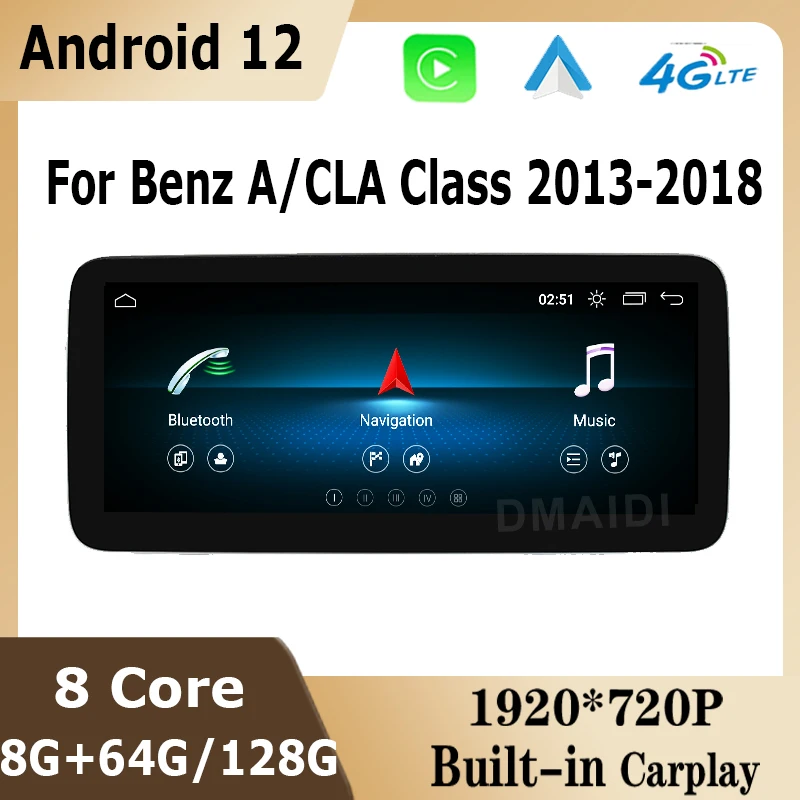 Andriod 13 128G Car Multimedia Player For Mercedes Benz A Class W176 GLA Class X156 CLA Class C117 2012-2018 GPS Navigation Unit