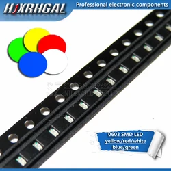 100PCS 0603 SMD LED diodes light yellow red green blue White new and original hjxrhgal