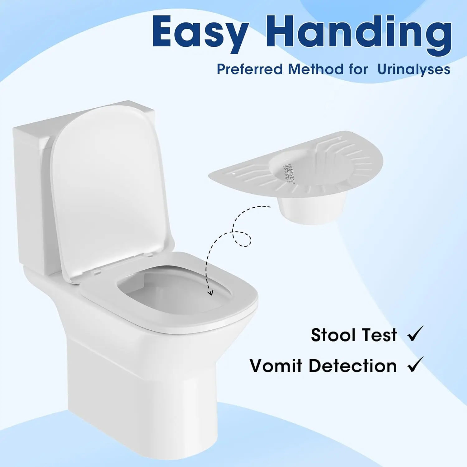 Urine Collection Cap, Suitable for Toilet Stool Sample Collection Kits. Toilet-Specific Hat with Urine Collection Function, with a Capacity of 30 Ounces/900 Milliliters.