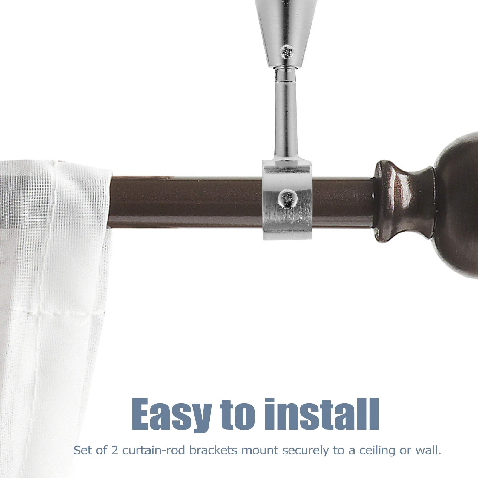 

2pcs Roman Pole Brackets 28Mm Black Metal Ceiling Mount For Curtain Rods Room Dividers Drapes Vertical Blinds Support Bracket