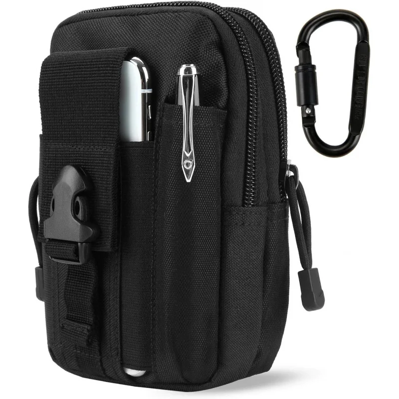 Tactical EDC Pouch Molle Waist Bag With Carabiner Heavy Duty Utility Belt Phone