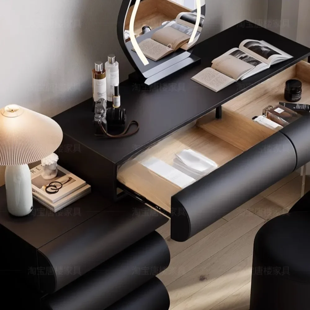 الحديثة للتمديد دولاب الزينة الفاخرة الأسود درج تخزين منضدة الزينة مرآة غرفة نوم Camas Y Muebles اكسسوارات المنزل #6