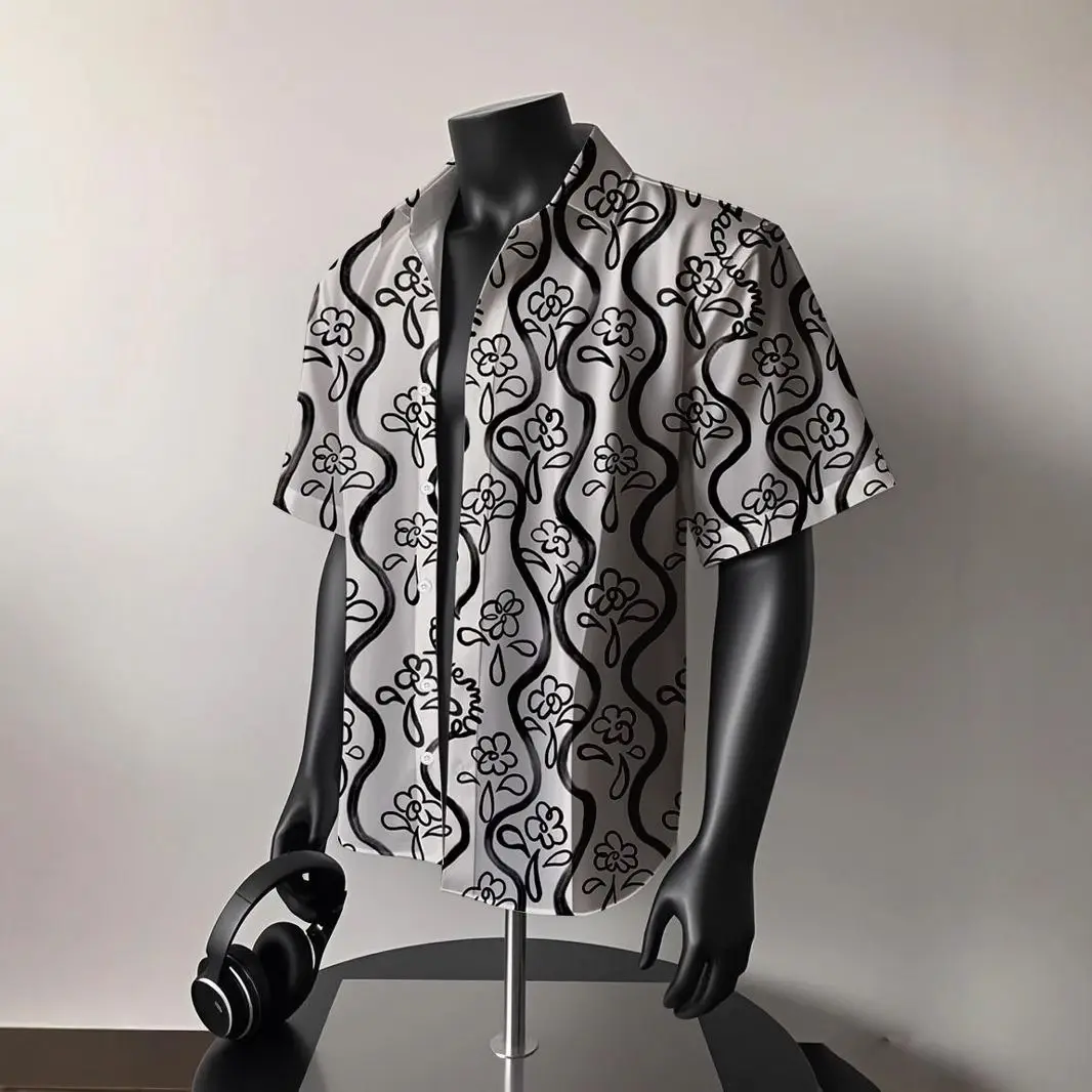 

Men's Hawaiian Beach Shirts Summer Casual Short Sleeve Abstract Art Printing Loose Breathable High-Quality Outdoor Party Wear