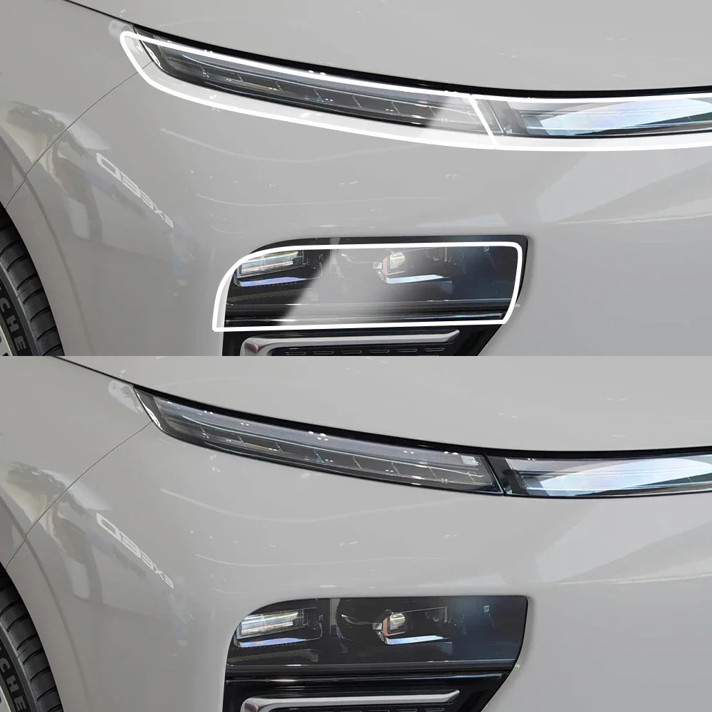 TPU Car Headlight Cover for Exeed EXLANTIX ET 2025-2026 Anti-Scratch High Gloss Smoke Black Pre-Cut Vinyl Wrap Protection Film