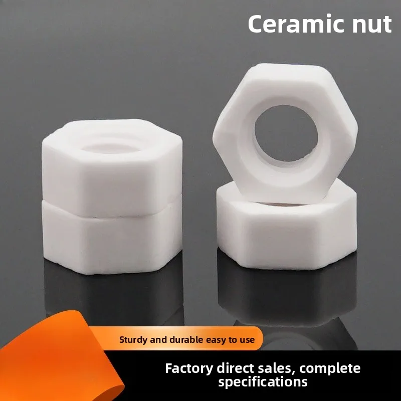 5pcs Alumina Ceramic Hex Nut M2-M16 High Temp Corrosion Resistant Thermal Insulation 3