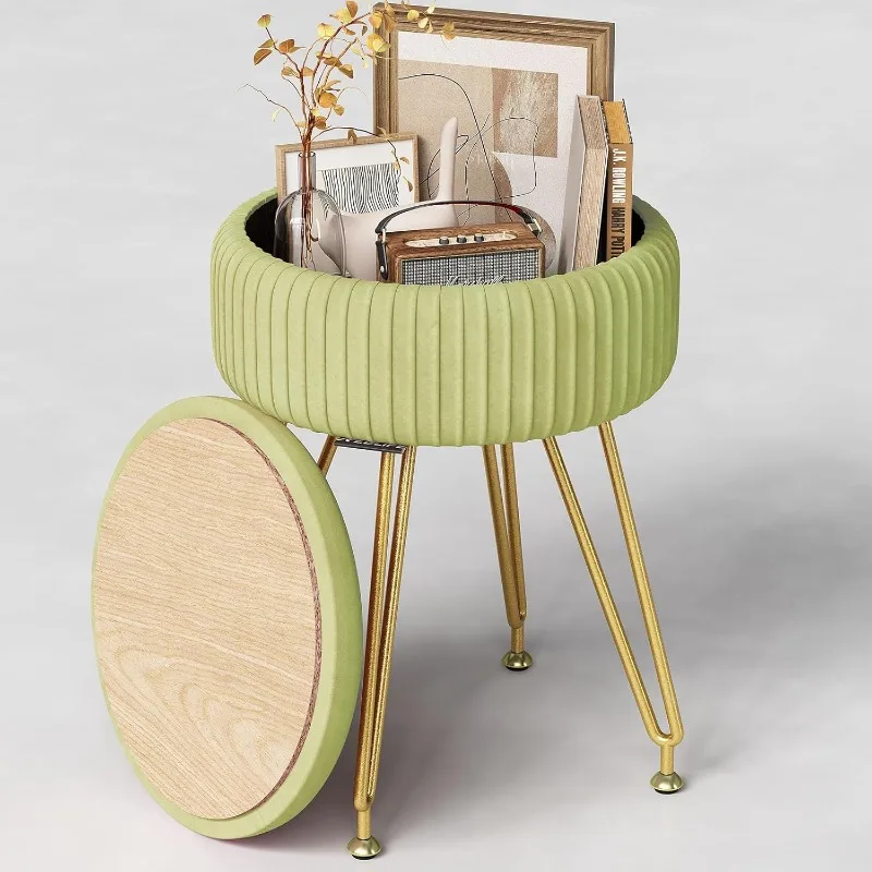 

Redlife Vanity Stool with Storage, Round Makeup Vanity Stool, Velvet Vanity Stool Chair, Stool for Vanity, Storage Ottoman Stool