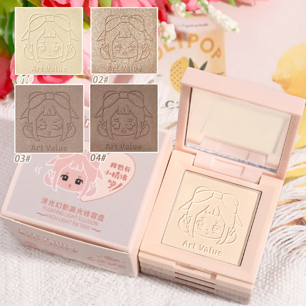 4In1 Matte Highlighter Blush Palette Pearly Shiny Silkworm Eyeshadow Glitter Brighten Blushes Face Contour Powder Makeup Palett