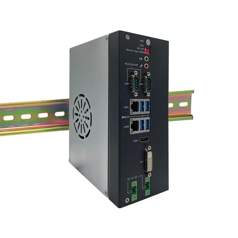 Fanless Compact Din Rail  Embedded IPC  industrial computer  H110 Chipset  Support  Intel  LGA 1151 6 / 7 / 8 / 9th CPU   12V/24