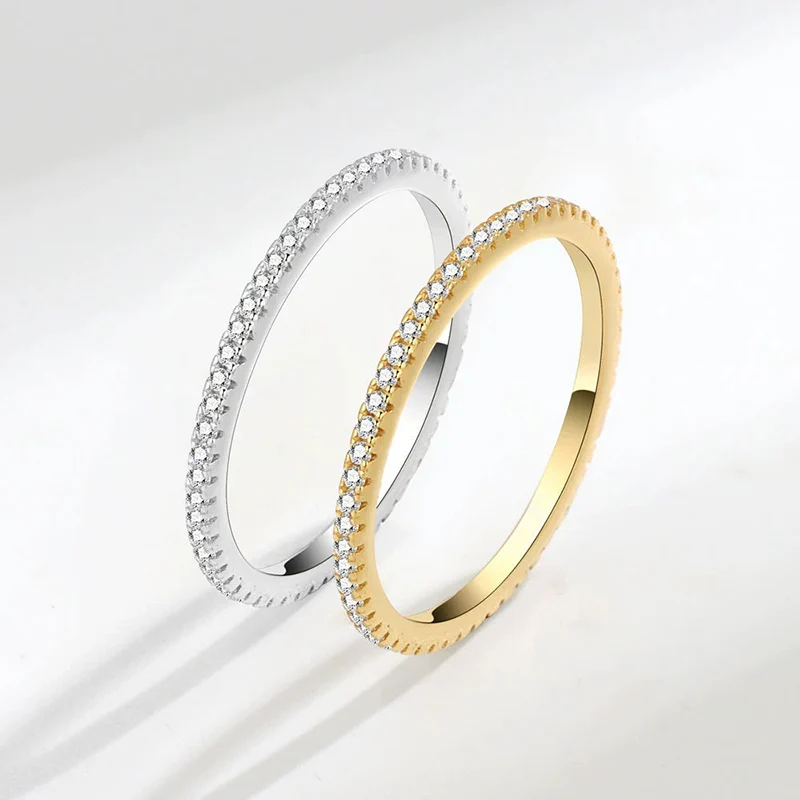 New Inlay Full Zircon Ring Women's Light Luxury Niche Design INS Finger Jewelry Fashion One Word Thin Ring KOFSAC